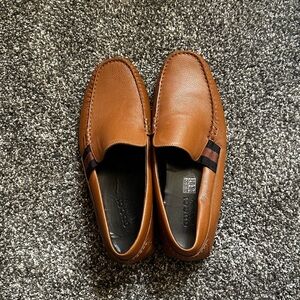 Gucci Brown Tan Leather Loafers Slip-On Shoes